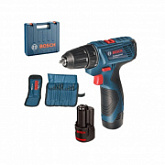 Аккумуляторная дрель-шуруповерт Bosch GSR 120-LI + 2 набора сверл и бит 06019F7004