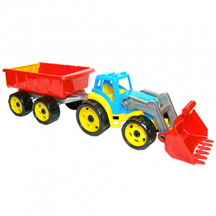 Трактор с ковшом и прицепом ТехноК 3688 red/blue