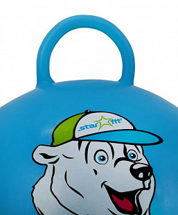 Мяч-попрыгун, для фитнеса (фитбол) Starfit Медвеженок с ручкой GB-403 65 см blue