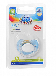 Пустышка Canpol babies ортодонтическая латексная 6-18 мес Basic 22/426 Blue