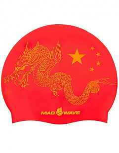 Шапочка для бассейна (плавания) взрослая Mad Wave CHINA red/yellow