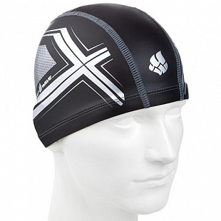 Шапочка для бассейна (плавания) взрослая Mad Wave Spyder PU Coated black/white