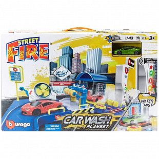 Игровой набор Bburago Street Fire Автомойка с машинкой (18-30406) green