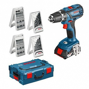 Аккумуляторная дрель-шуруповерт Bosch GSR 18-2-LI L-BOXX + 4 набора сверл и бит 0615990H27