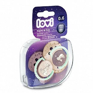 Пустышка силиконовая Lovi Night&Day симметричной формы, динамическая, 0-3 мес., 2 шт. (22/913_newgirl)