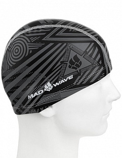 Шапочка для бассейна (плавания) взрослая Mad Wave PU Coated Stripes black