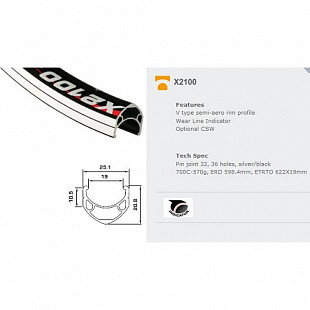 Обод двойной Alexrims x2100 700сх19ммх32H A/V csw индикатор износа trekking black ZTB12228