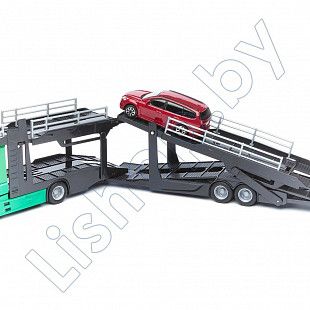 Автовоз Bburago Mercedes Benz Actros + машинка Bburago Ford Focus Combi (18-31456/18-31459) green