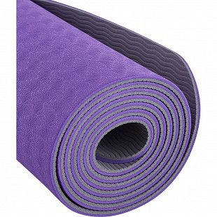 Гимнастический коврик для йоги, фитнеса Starfit FM-201 TPE purple/grey (173x61x0,5)