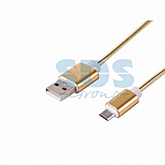 USB кабель Rexant microUSB, шнур в металлической оплетке gold 18-4243-9
