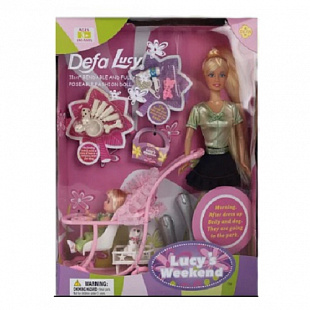 Кукла Defa с коляской 20958 beige