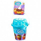Набор для песка Shenzhen Toys ведро с крышкой, ложкой, 5 формочками 771 blue