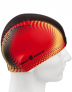 Шапочка для бассейна (плавания) взрослая Mad Wave PU Coated Dots red