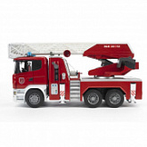 Игрушка Bruder Пожарная машина Scania с выдвижной лестницей и помпой с модулем со световыми и звуковыми эффектами 03-590