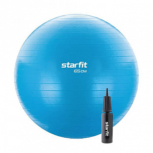 Мяч гимнастический, для фитнеса (фитбол) Starfit GB-106 65 см blue антивзрыв с ручным насосом