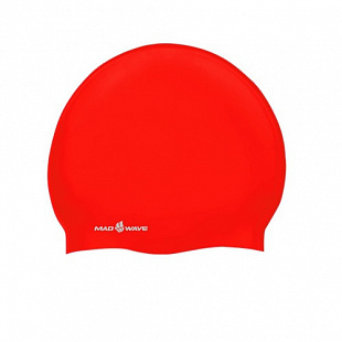 Шапочка для бассейна (плавания) взрослая Mad Wave Standart Silicone Solid red