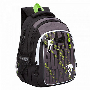 Рюкзак школьный GRIZZLY RB-152-2 /1 black/light green
