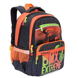 Школьный рюкзак GRIZZLY RB-964-3 black/orange