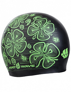 Шапочка для бассейна (плавания) взрослая Mad Wave Reverse Flora green/white