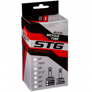 Велокамера STG 700*18/25С бутил 48мм велониппель Black Х86770