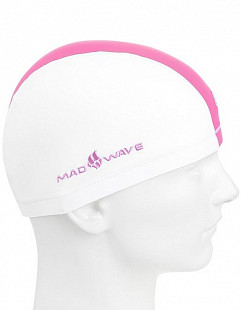 Шапочка для бассейна (плавания) взрослая Mad Wave Lycra Doutone white/pink