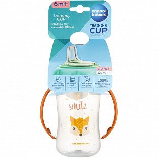 Поильник Canpol babies CUTE ANIMALS с ручками и силиконовым носиком 6м+ 320мл (56/512_ora) orange