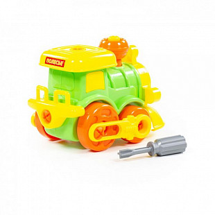 Конструктор-транспорт Полесье Паровозик 25шт 77134 Red