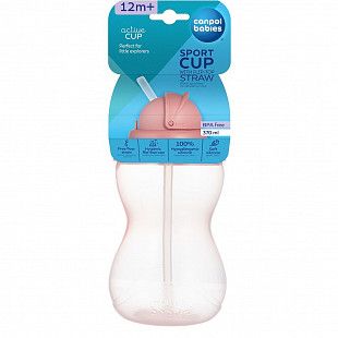 Поильник Canpol babies спортивный со складывающейся трубочкой 12м+ 370 мл (56/113_pin2) pink