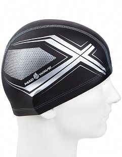 Шапочка для бассейна (плавания) взрослая Mad Wave Spyder PU Coated black/white