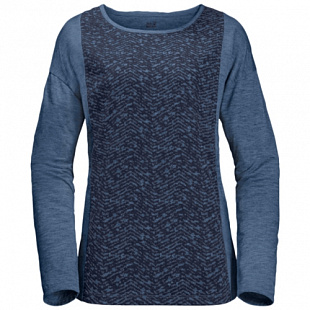 Футболка женская Jack Wolfskin Moro Panel Longsleeve ocean wave