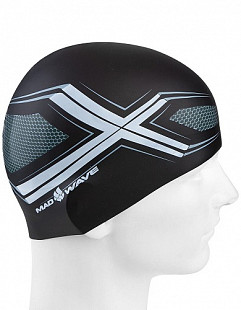 Шапочка для бассейна (плавания) взрослая Mad Wave Silicone Printed Spyder black/white