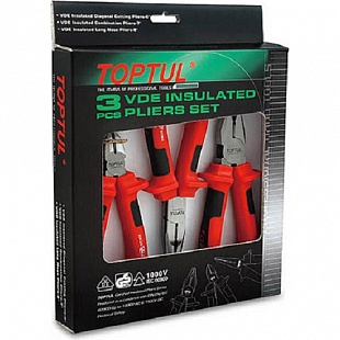 Набор Toptul бокорезы, плоскогубцы, тонкогубцы 3 предметов диэлектрические GAAE0301
