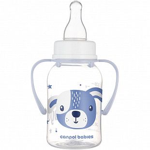 Бутылочка для кормления Canpol babies CUTE ANIMALS с ручками и узким горлышком 120 мл., 3 мес.+ (11/823) blue new