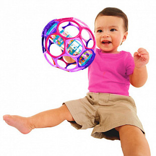 Мячик O-Ballс погремушкой розовый 81552