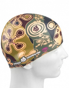 Шапочка для бассейна (плавания) взрослая Mad Wave Silicone Printed Melancholic khaki