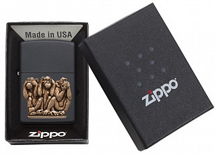 Зажигалка Zippo Three Monkeys 29409 black matte