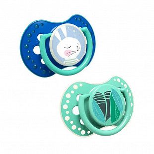 Пустышка силиконовая 3-6 мес. симметричной формы, динамическая LOVI Follow the Rabbit (22/859boy) 2 шт.