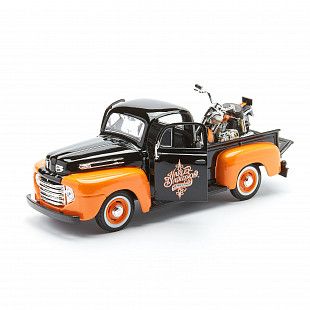 Масштабная модель автомобиля Maisto HD Форд F-1 Пикап (1948) с мотоциклом (32180) orange