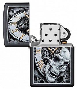 Зажигалка Zippo Skull Clock 29854 black matte