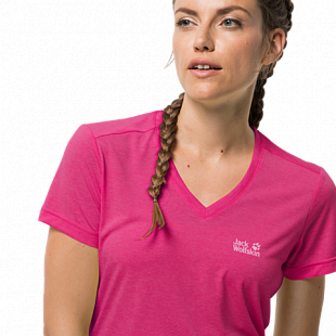 Футболка женская Jack Wolfskin Crosstrail T Women pink peony