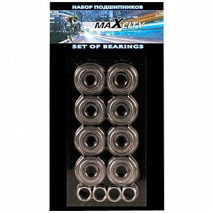 Подшипники для роликовых коньков Maxcity ABEC-1 хром