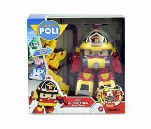 Игрушка Robocar Poli Рой трансформер 10 см + костюм супер пожарного 83314
