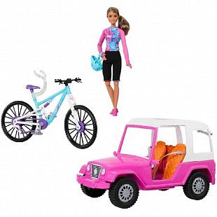 Кукла Barbie на джипе с велосипедом (HKB06)