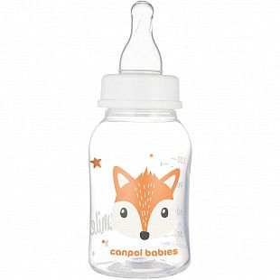 Бутылочка для кормления Canpol babies HAPPY ANIMALS с узким горлышком 120 мл., 0+ мес. (11/851) orange new