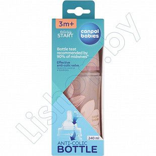 Антиколиковая бутылочка для кормления Canpol babies EasyStart Gold с широким горлышком 240 мл 3 мес. + (35/240_pin)