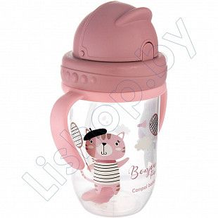 Поильник непроливающий Canpol babies Bonjur Paris с трубочкой и утяжелителем 270 мл 6+ (56/607_red)
