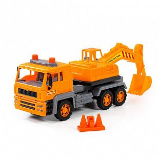 Машинка Полесье Алмаз автомобиль-экскаватор 86709 orange (в сеточке))