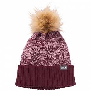 Шапка детская Jack Wolfskin Knit Pompom Cap Kids rhododendron