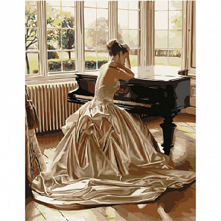 Набор красок для творчества с трафаретом для нанесения и кисточками Picasso Девушка у рояля PC4050434