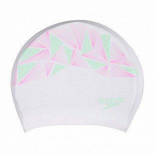 Шапочка для плавания Speedo Long hair cap printed C907 white/pink
